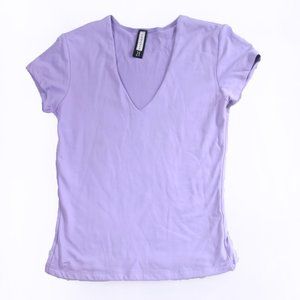 Purple v-neck fitted t-shirt womens pastel y2k vintage Forever21